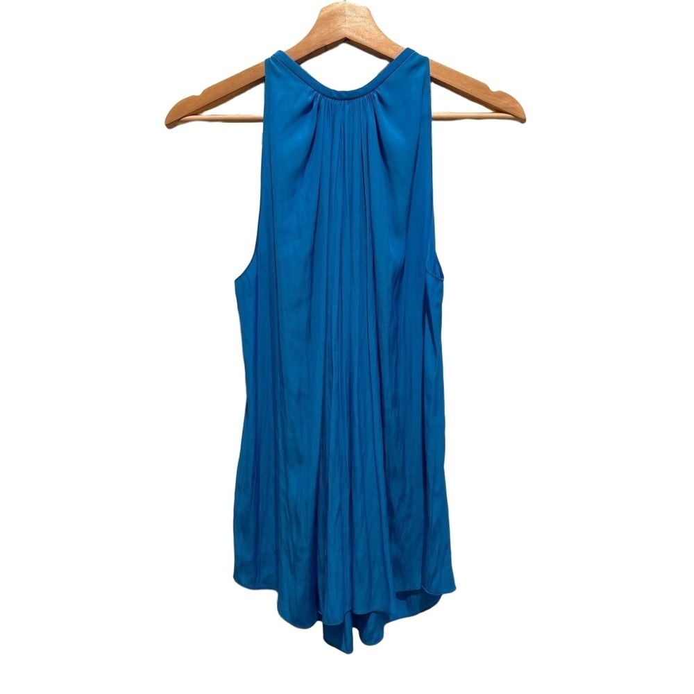 Ramy Brook Womens Blue Gathered Pleated Sleeveless Blouse Elegant Chic XS - Picture 1 of 8